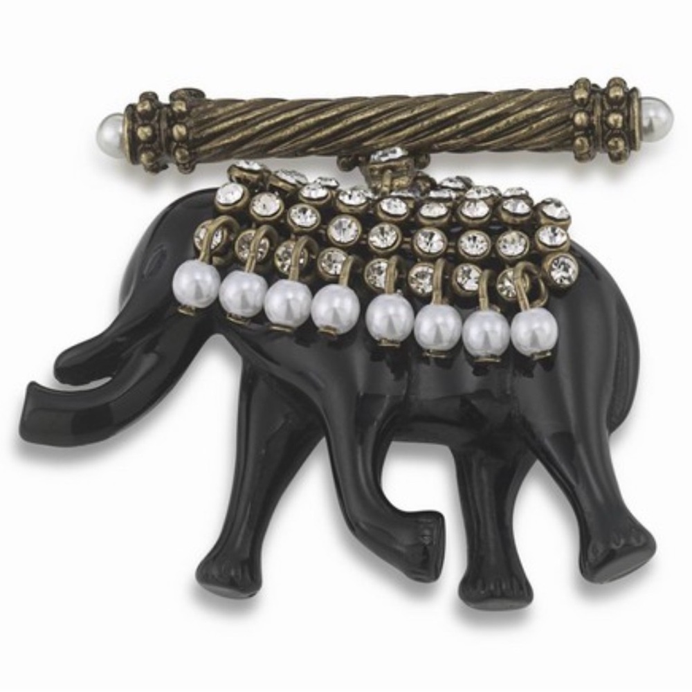🟡3/$15 DEAL! Black Enamel Elephant Brooch